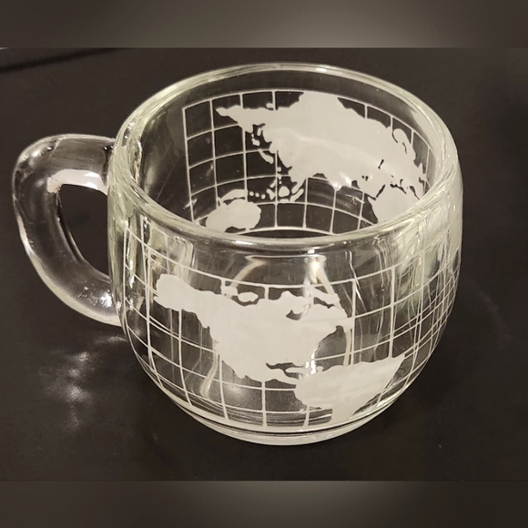 Nestle Other - Vintage Nestlé Nescafé World Globe Etched Clear Glass Coffee Mug/Cup 6oz.